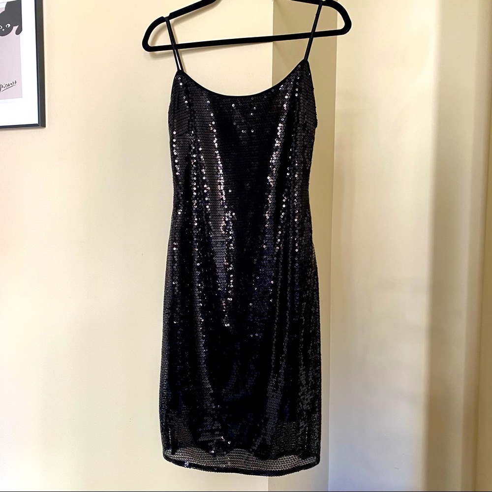 Bebe black sequin mini dress